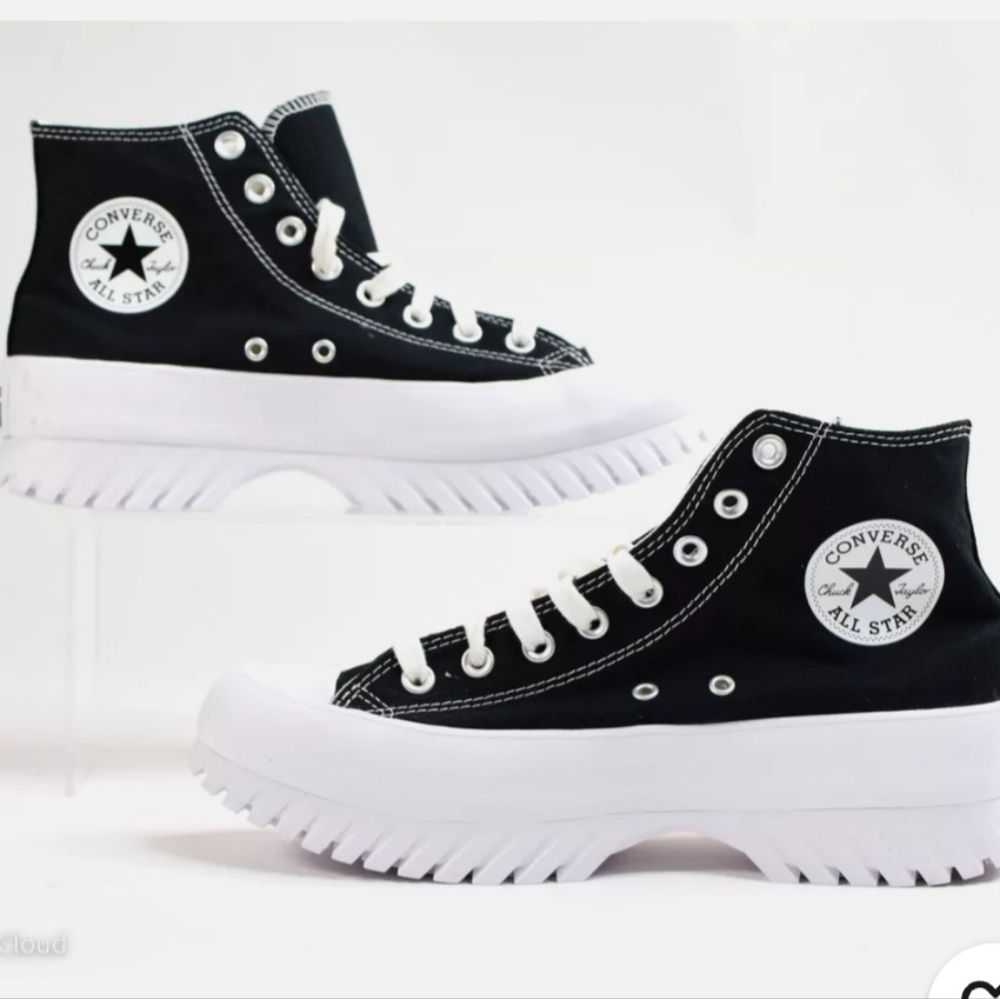 Converse Black and White Platform High-Tops Mens Size 9